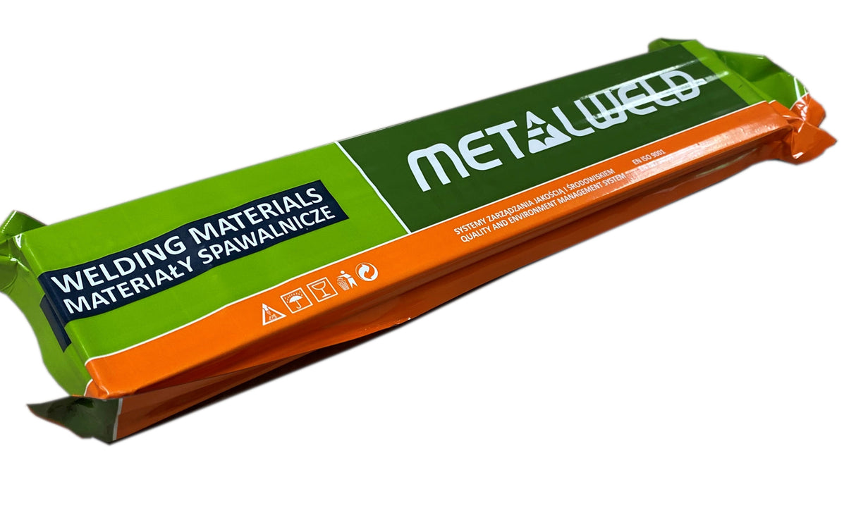 Oryginalne opakowanie elektrod INOX 316L – paczka 1,7 kg, kolor zielono-pomarańczowy