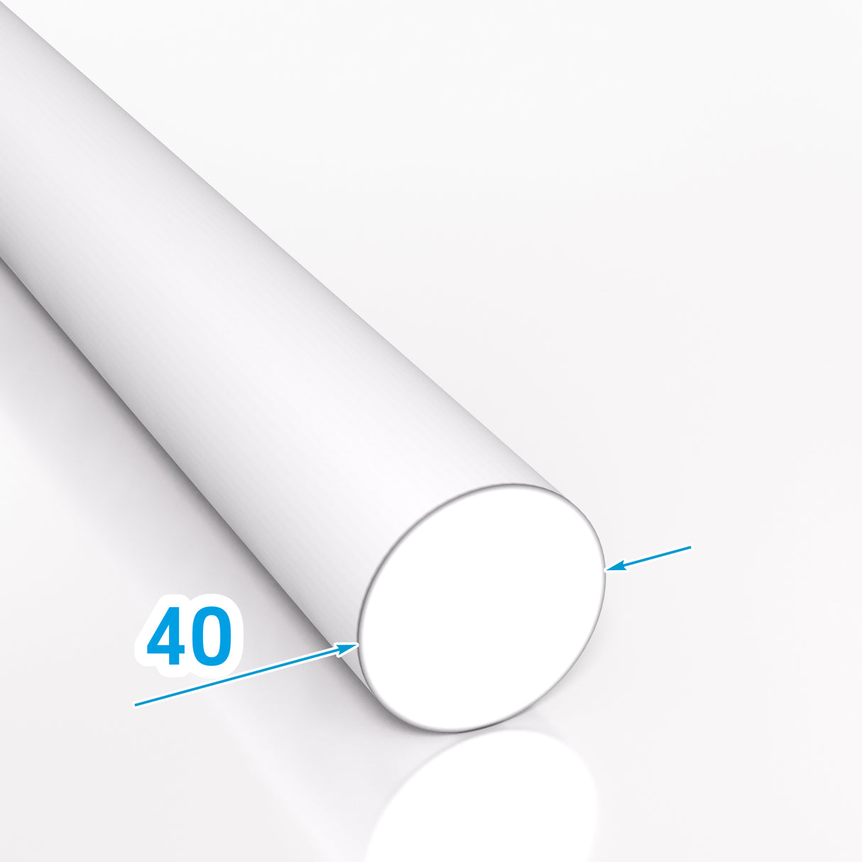 Rysunek techniczny pręta aluminiowego Ø40 mm – średnica aluminium PA6 EN AW-2017A T4 – wizualizacja wymiaru