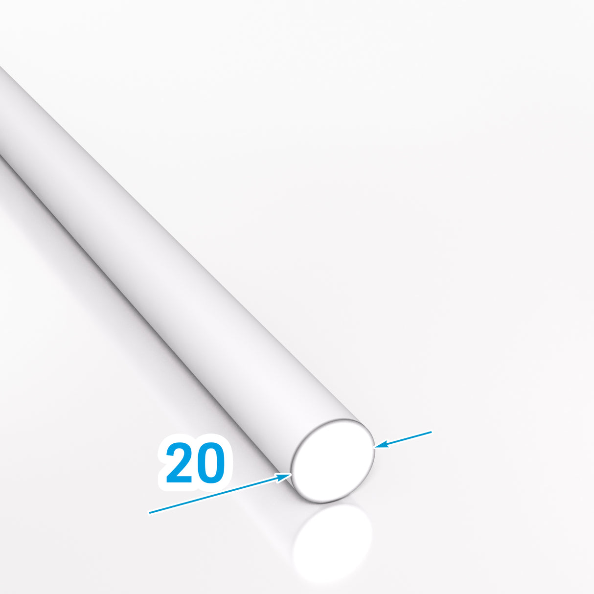 Rysunek techniczny pręta aluminiowego o średnicy 20 mm