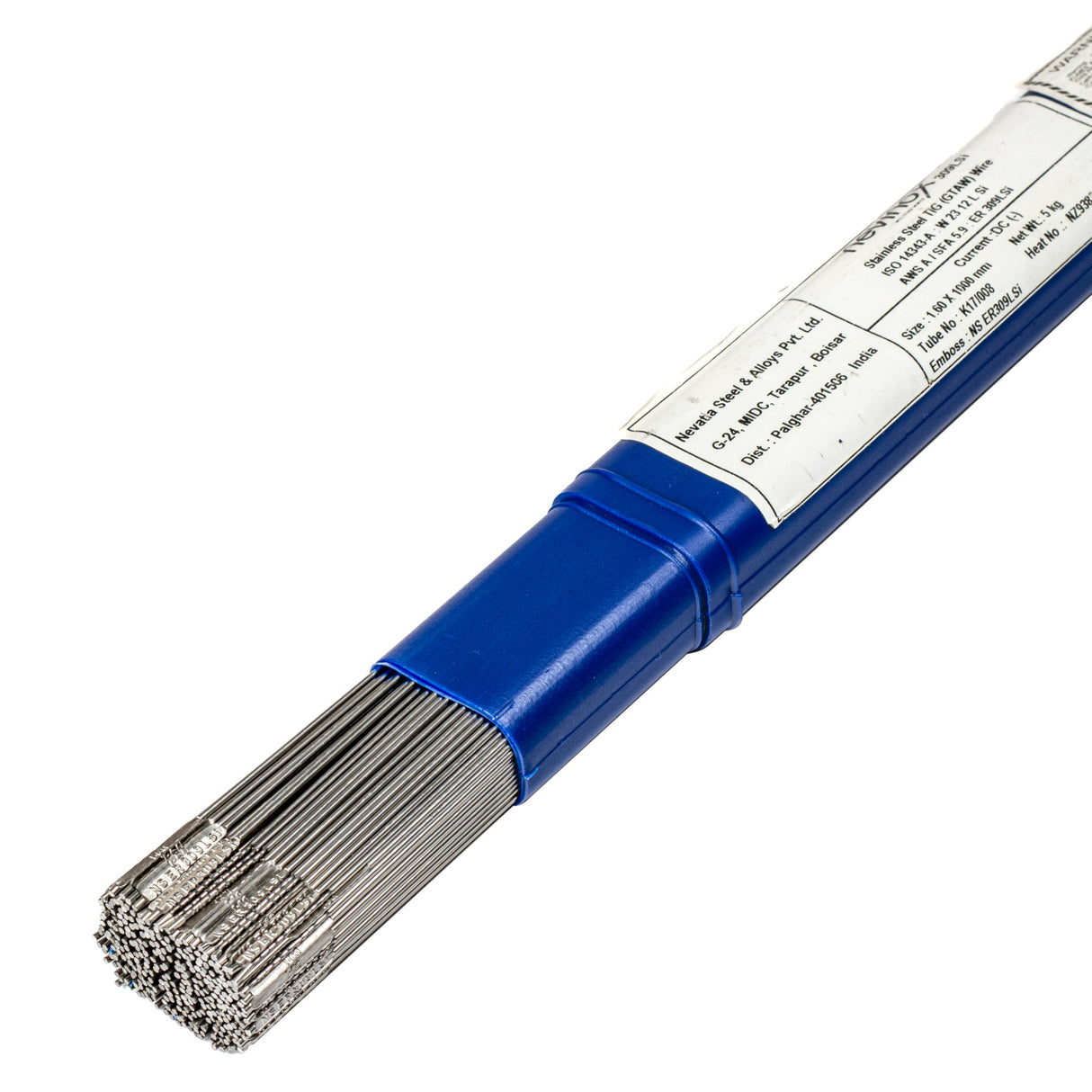 Otwarte opakowanie prętów TIG 309LSi nierdzewnych o średnicy 1,6 mm