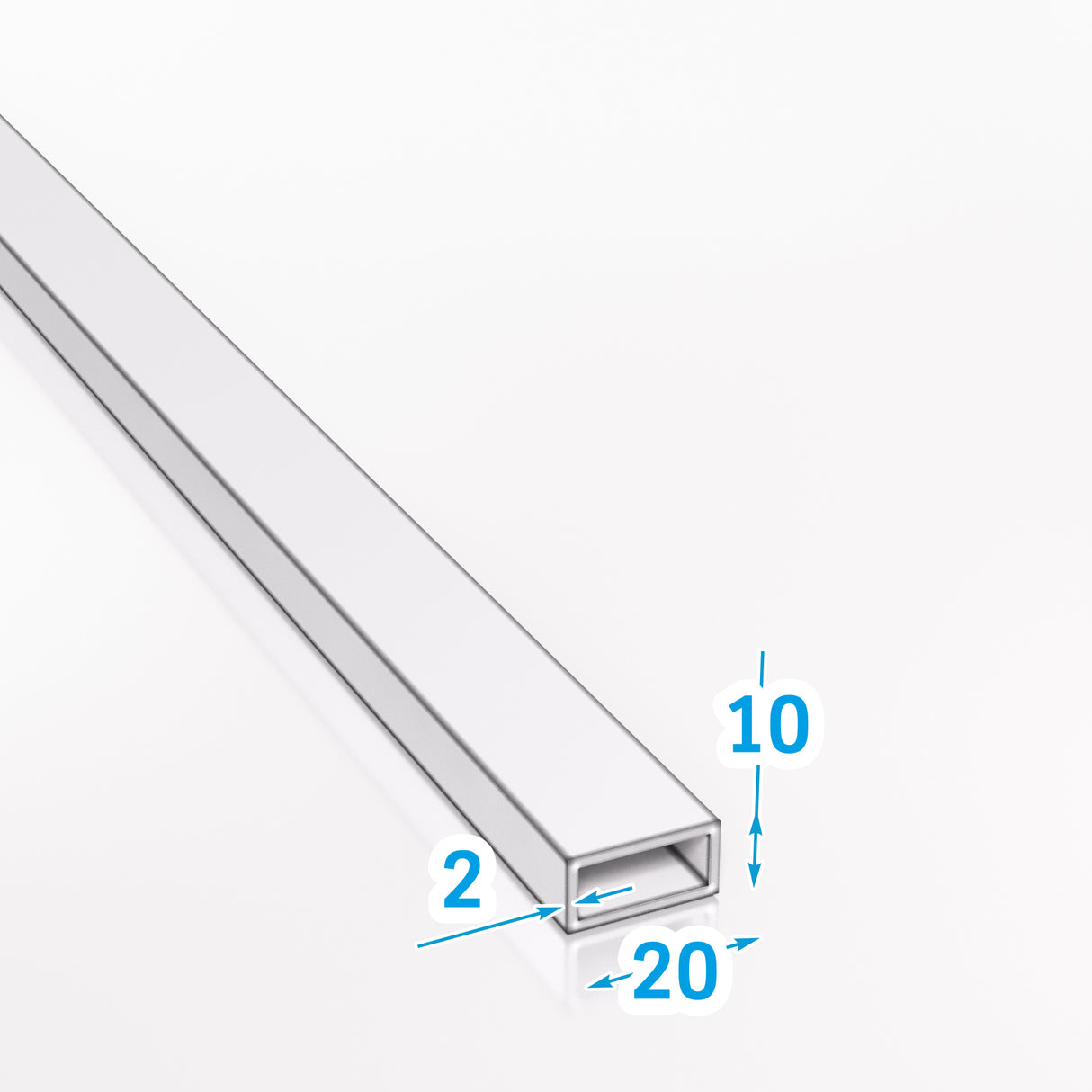 Profil aluminiowy zamknięty o przekroju prostokątnym 20×10 mm i grubości ścianki 2 mm