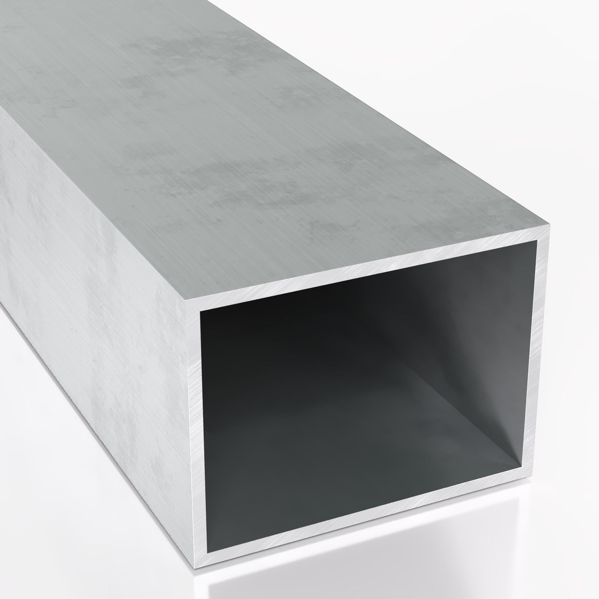 Profil aluminiowy zamknięty o przekroju prostokątnym 80x40 mm i grubości ścianki 3 mm wykonany ze stopu aluminium EN AW-6060 T66 (PA38) obraz przedstawia realistyczny widok przekroju poprzecznego profilu z wyraźnie zaznaczoną powierzchnią surowego aluminium