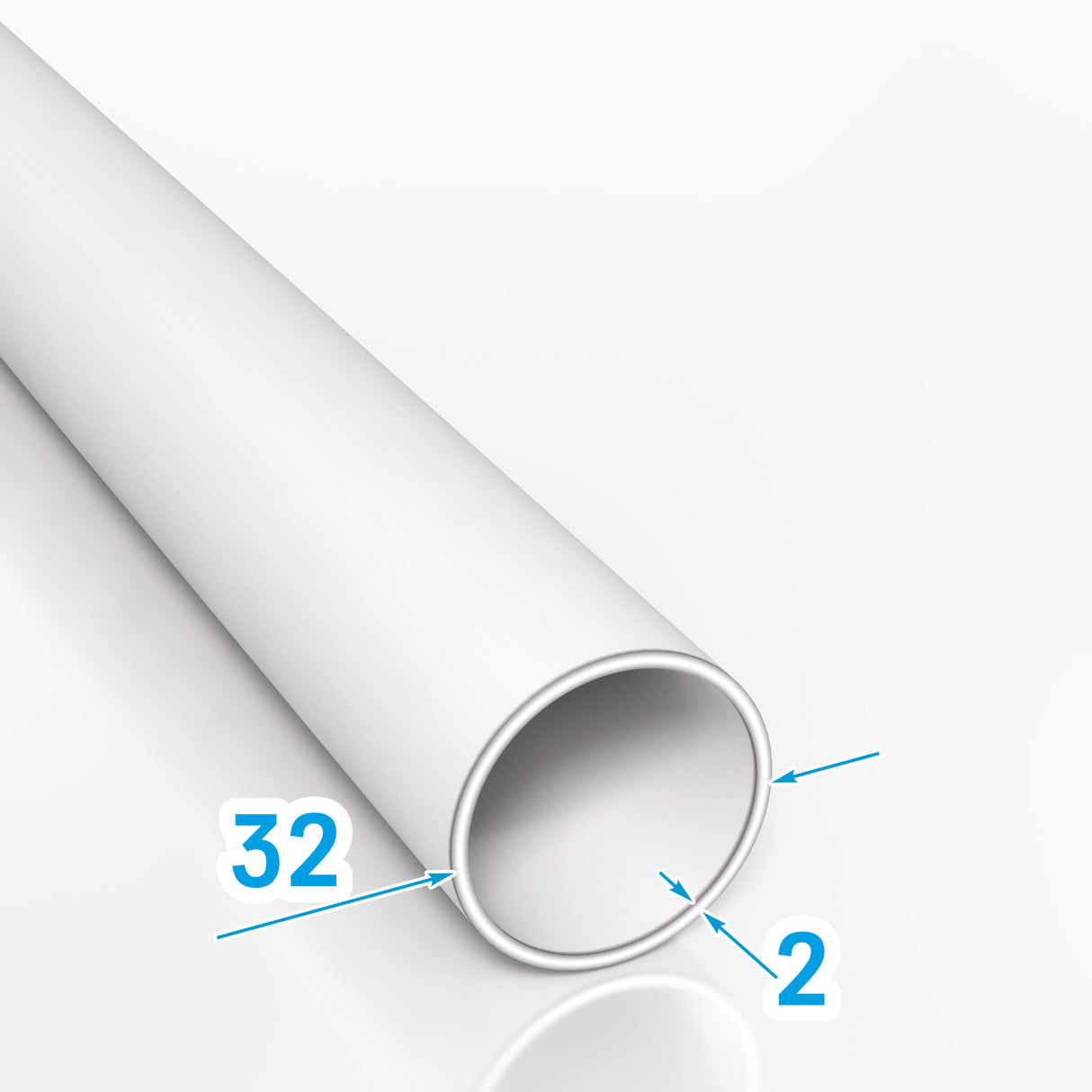 Rura stalowa bezszwowa z oznaczeniami średnicy zewnętrznej 32 mm i grubości ścianki 2 mm