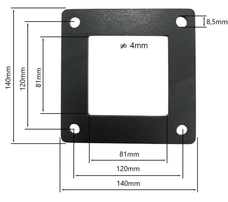 Wymiary marki montażowej na profil 80x80