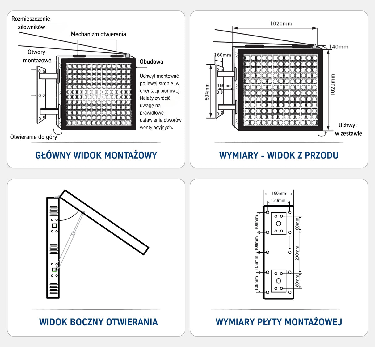 Dwustronny szyld LED zewnętrzny 1020 x 1020 mm