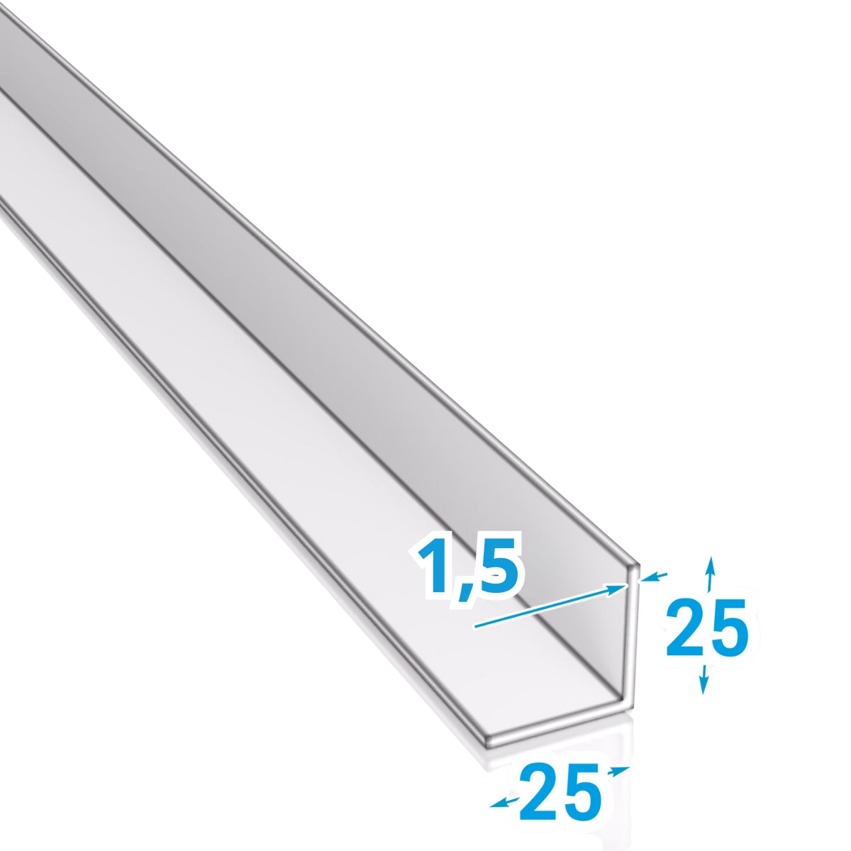 Kątownik aluminiowy 25x25x1,5 mm PA 38 / EN AW 6060