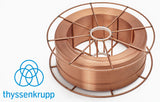 Szpula z drutem spawalniczym JQ.MG50 SG2 fi 1,0 mm, 15 kg – miedziowany drut do MIG/MAG z logo thyssenkrupp