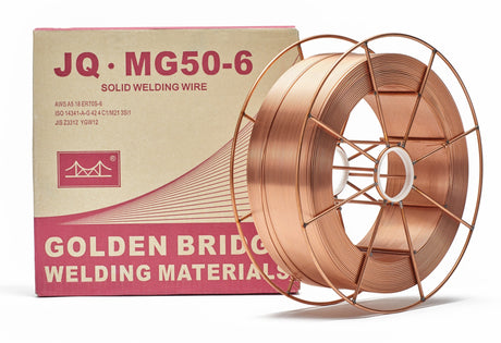 Drut spawalniczy SG2 fi 1,2 mm 15 kg JQ.MG50 MIG/MAG do stali — szpula z opakowaniem Golden Bridge