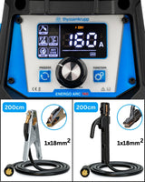Panel sterujący spawarki ENERGO ARC 160 oraz przewód masowy i uchwyt elektrody 200 cm – przekrój 1×18 mm²