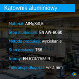 Kątownik aluminiowy 25x25x1,5 mm PA 38 / EN AW 6060