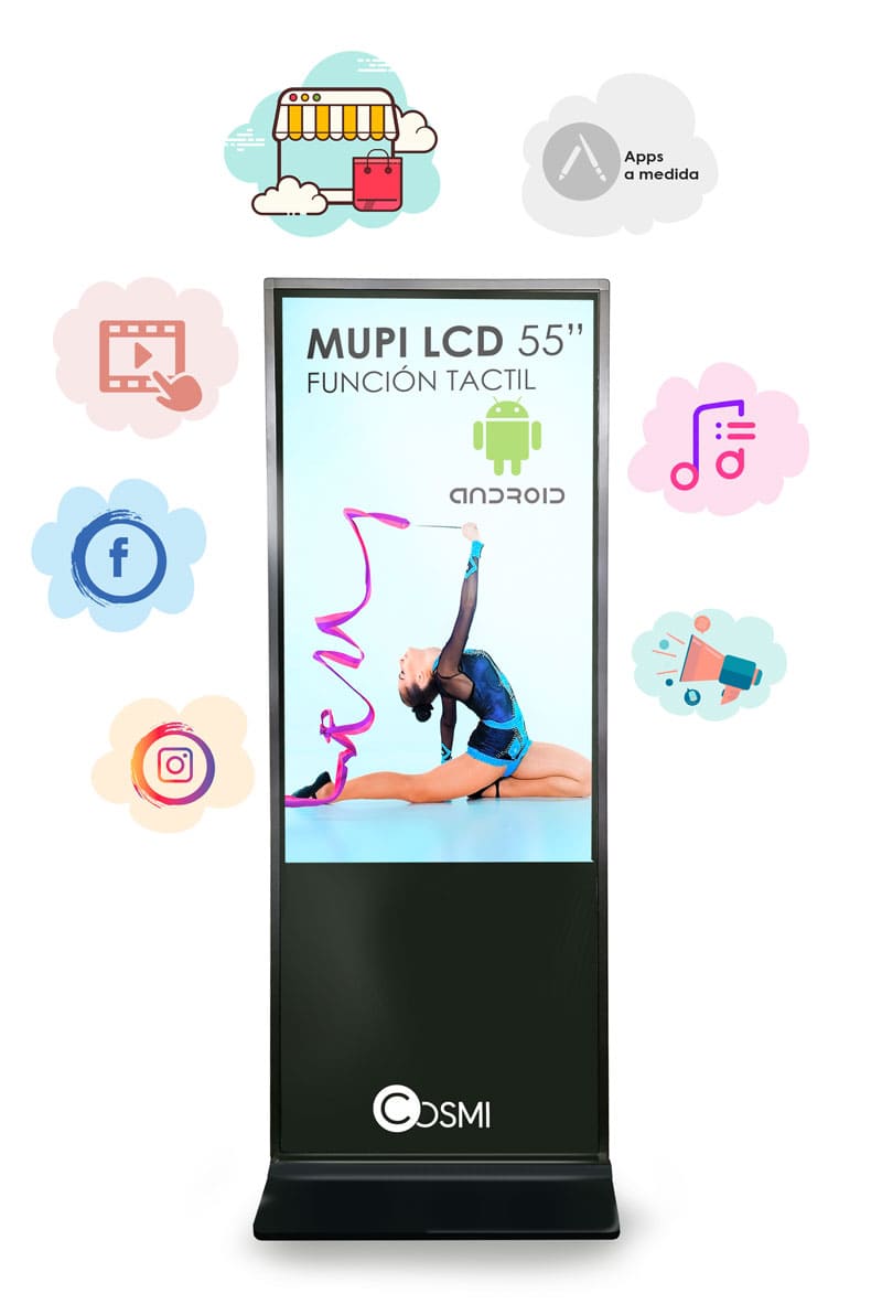 Kiosk multimedialny (totem) LCD dotykowy 55” 4K Android – do wewnątrz