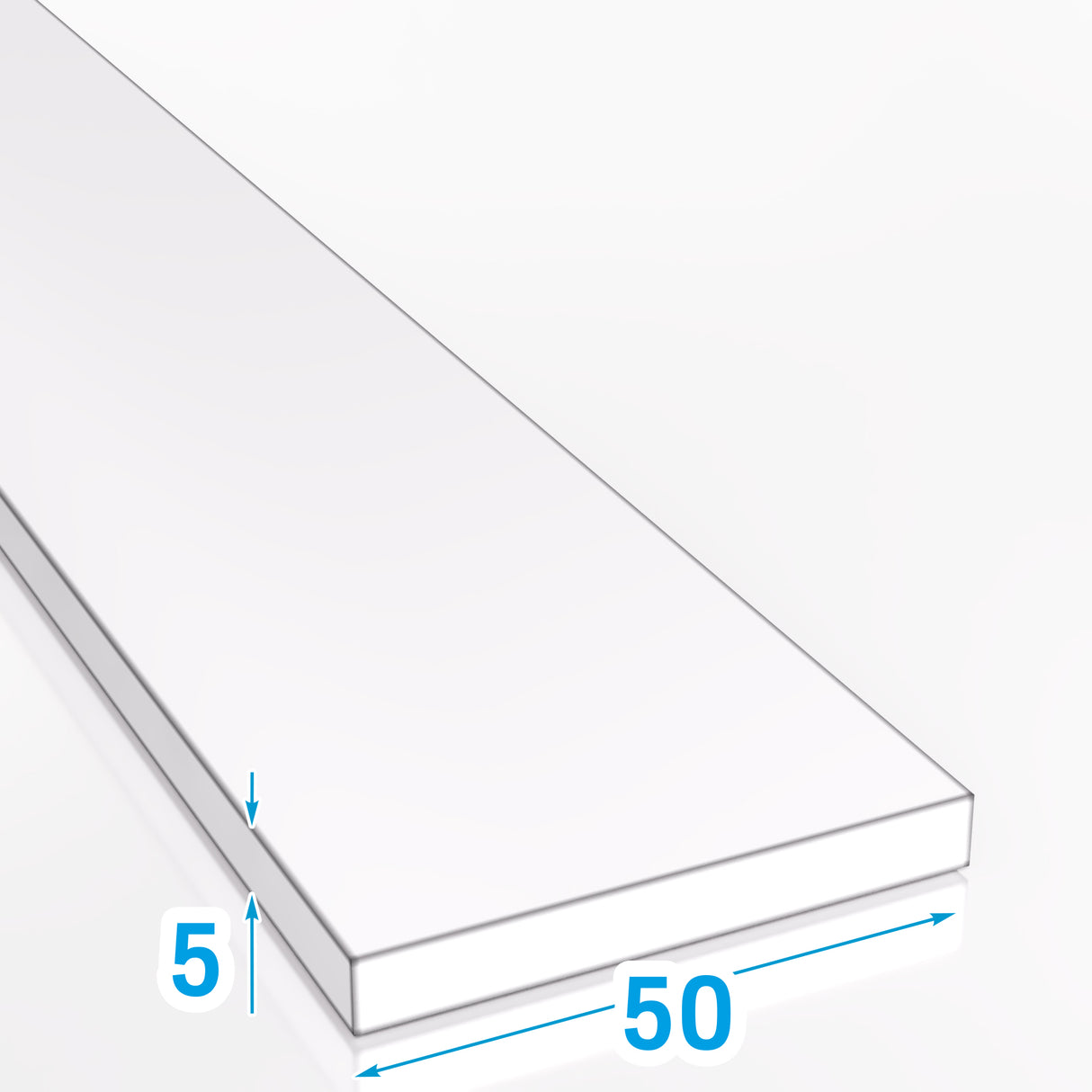 Wymiary płaskownika aluminiowego 50 x 5 mm – EN AW-6060 T66, rysunek techniczny do zakupu online