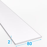 Wymiary techniczne płaskownika aluminiowego 80x2 mm EN AW-6060 T66 PA38 – szerokość 80 mm, grubość 2 mm