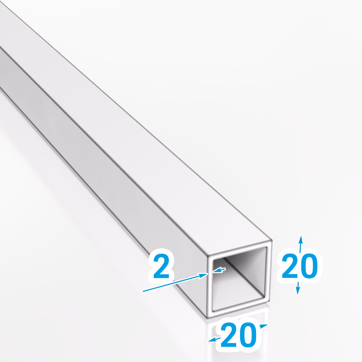 Profil aluminiowy zamknięty 20x20x2 mm PA38 / EN AW 6060 T66