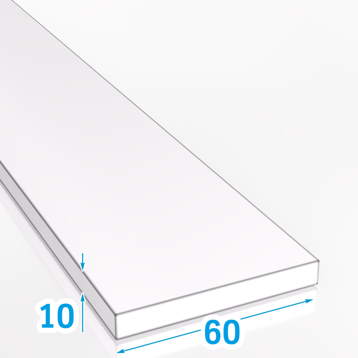 Wymiary płaskownika aluminiowego 60 x 10 mm – EN AW-6060 T66, rysunek techniczny do zakupu online