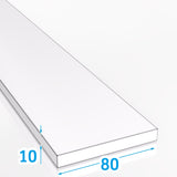 Płaskownik aluminiowy 80x10 mm – rzut z wymiarami szerokości i grubości aluminium PA38 EN AW-6060 T66