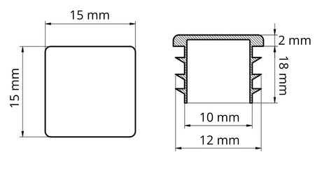 Zaślepka profilu 15x15 mm plastikowa czarna - 10 szt.